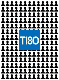 logo with silhouettes of 180 children